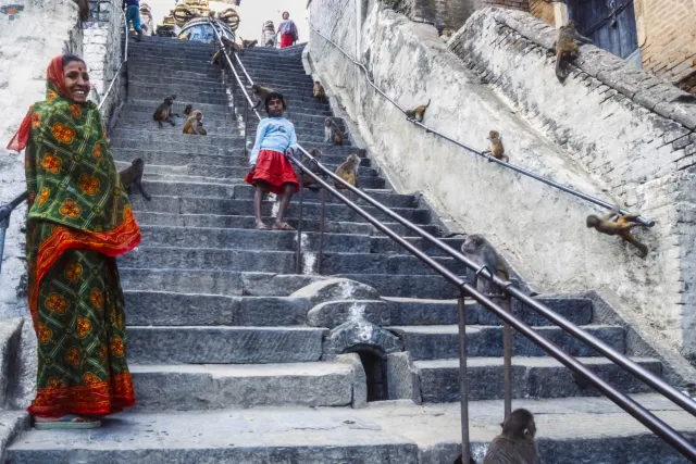 365 Stufen zur Swayambhunath-Stupa