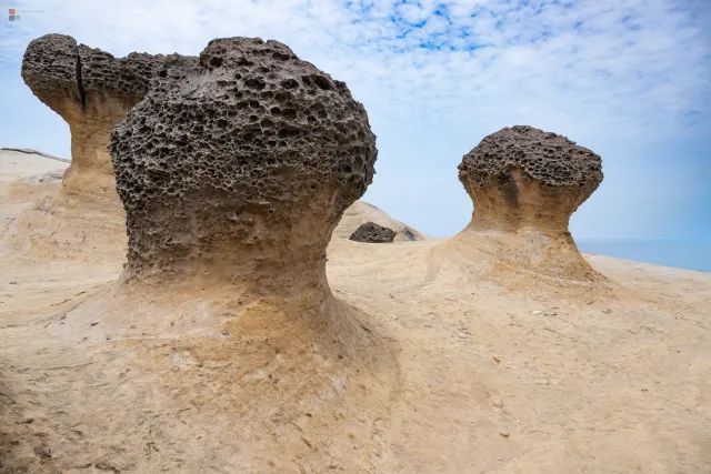 Pilzförmige Erosionsfelsen – typische Formationen des Yehliu Geoparks