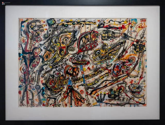 Antonio Saura (Huesca 1930 – Cuenca 1998) Cocktail Party [Cóctel], 1960 Emaille, Filzstift und Tinte auf Papier