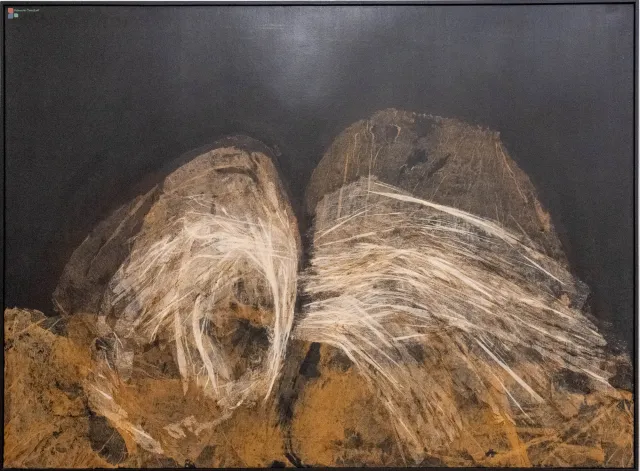 Francisco Farreras (Barcelona 1927 – Madrid 2021) Número 183, 1962 Papier, Pigmente, synthetischer Klebstoff und Wachsüberzug auf Papier auf Holzträger