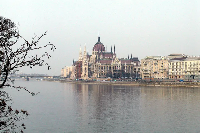 The parliament building of Budapest on the Danube