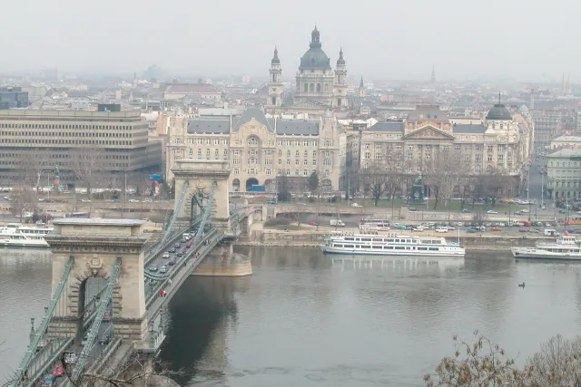 The Chain Bridge in Budapest on the Danube