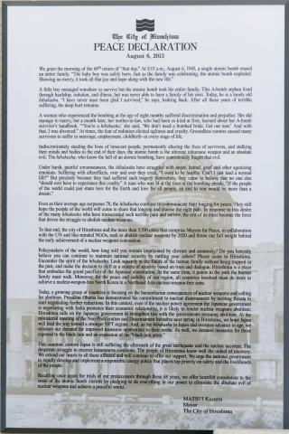 Hiroshima City Peace Declaration of August 6, 2013