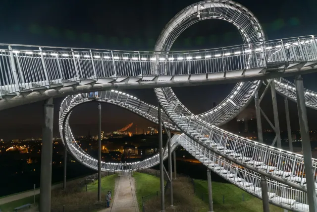 Tiger and Turtle at night on Heinrich-Hildebrand-Höhe in Duisburg