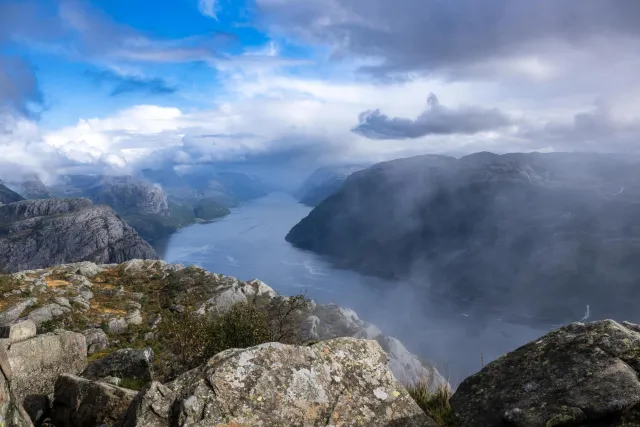 View from Preikestolen to the Lysefjord