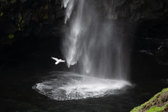 The Mulafossur waterfall on Vágar