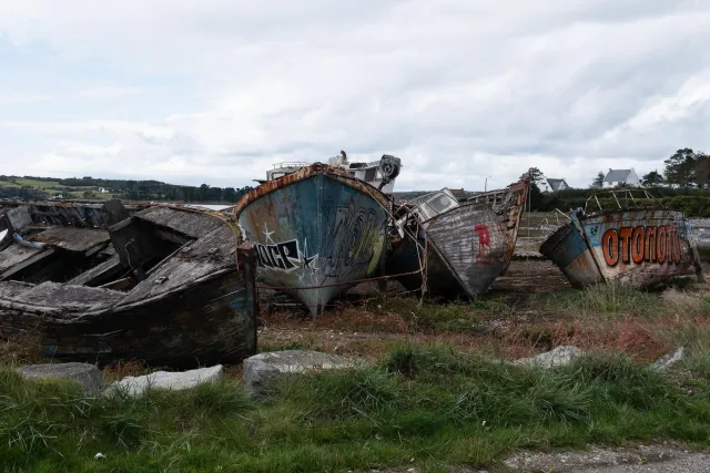 The ship graveyard of Rostellec near Crozon in Brittany