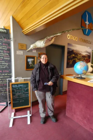 Karin at the observation station, Otago Peninsula